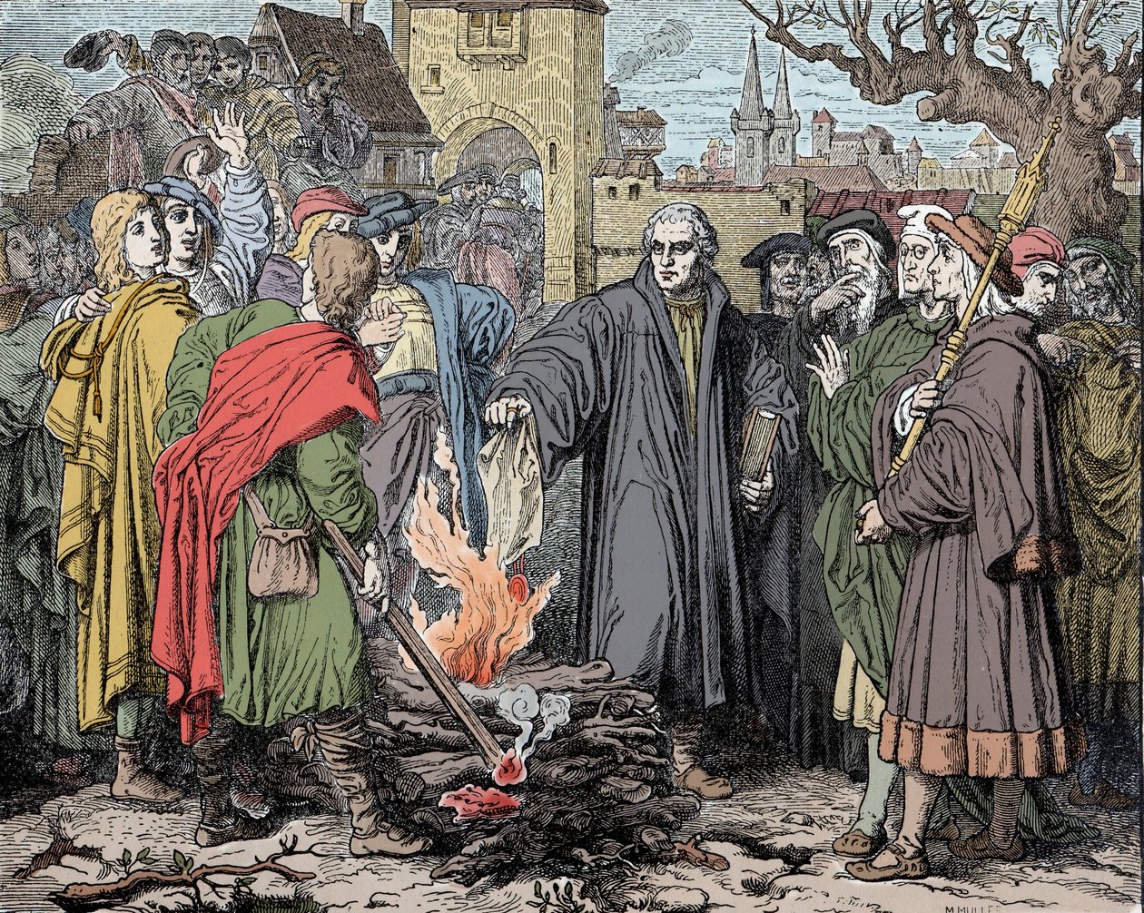 Martin Luther verbrennt die Bannbulle des Papstes Leo X. von Unknown artist