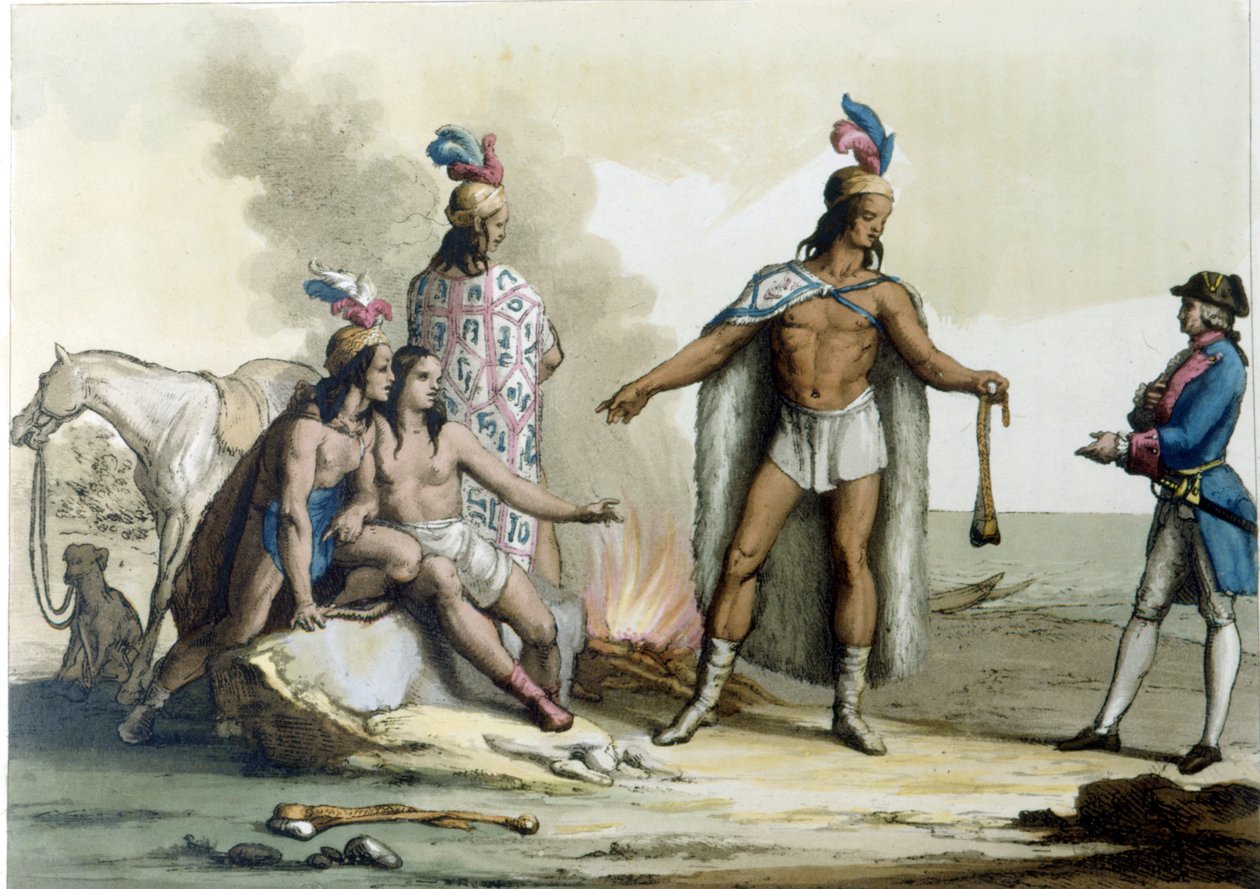 Begegnung eines Westlers mit den Indianern von Patagonien von Unknown artist