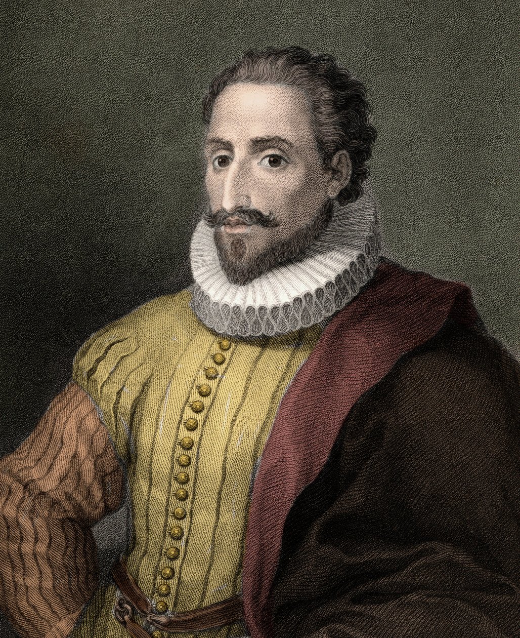 Miguel de Cervantes Saavedra 1547-1616 - Gravur - 19. Jahrhundert von Unknown artist