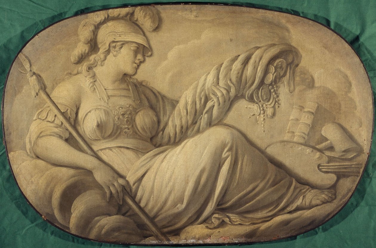 Minerva oder der Überfluss, der die Künste begünstigt (Allegorie, dekoratives Gemälde für das Hôtel La Rivière, dann Canillac) von Unknown artist