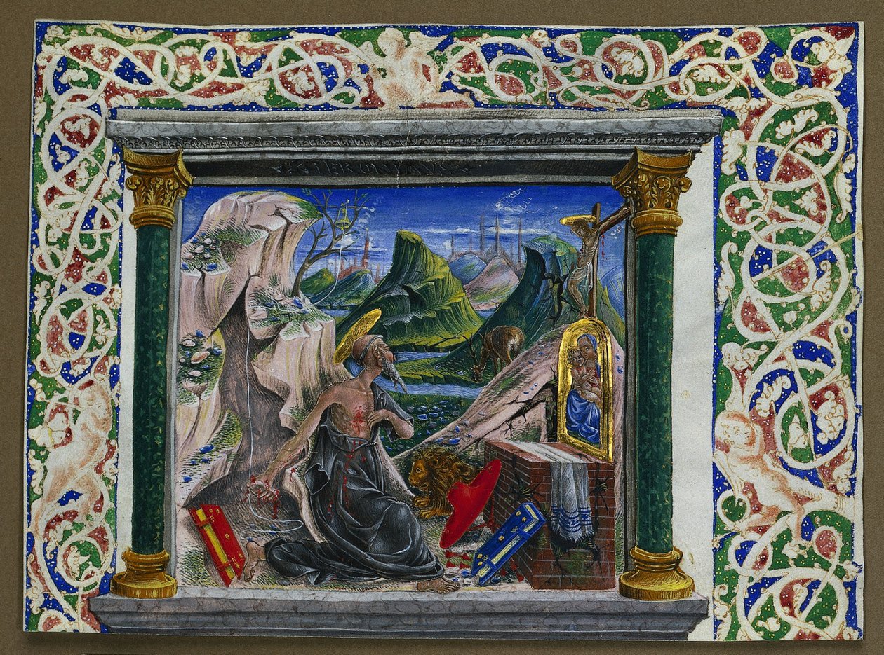 Miniatur aus einem Manuskript: St. Hieronymus in der Wildnis von Unknown artist