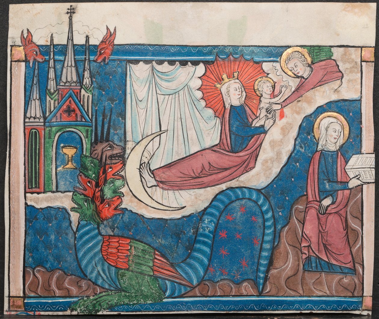 Miniatur aus einem Manuskript der Apokalypse: Die Frau, bekleidet mit der Sonne von Unknown artist
