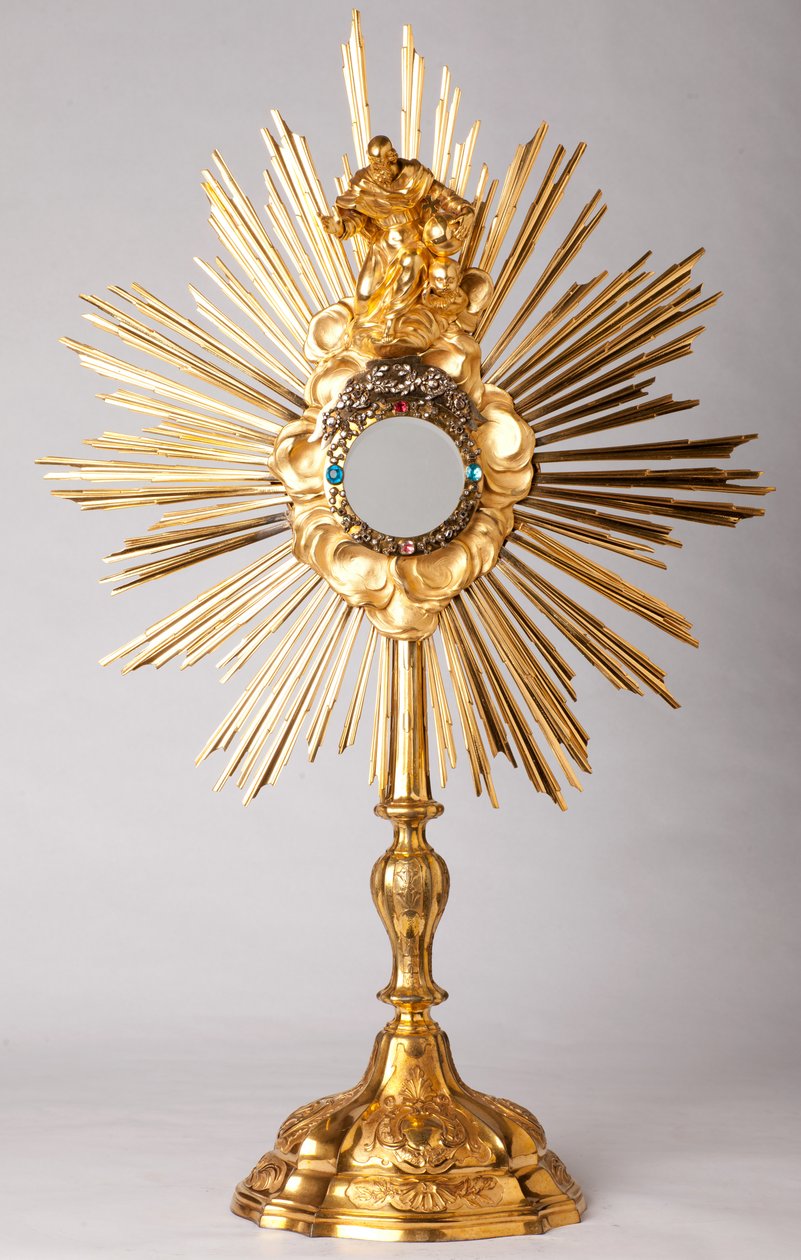 Monstranz. Vergoldet, Diamanten, falscher Schmuck mit Statue Gott der Vater. 18. Jahrhundert. von Unknown artist