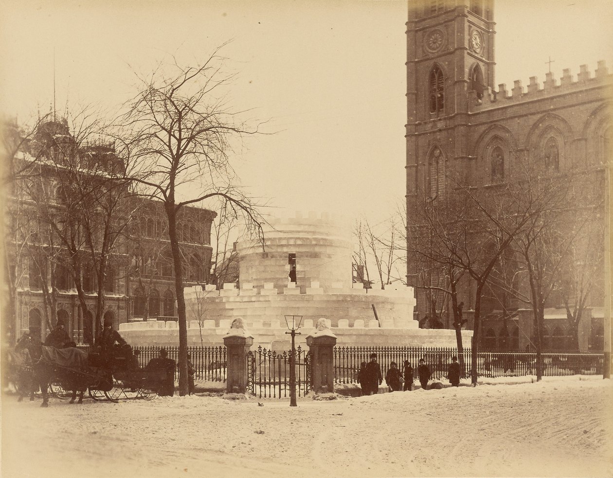 Montreal, Eislabyrinth vor der Kirche Notre-Dame von Unknown artist