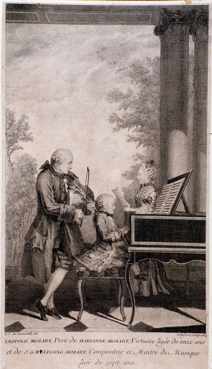 Mozart-Familie auf Tournee (Stich, nach 1777) von Unknown artist