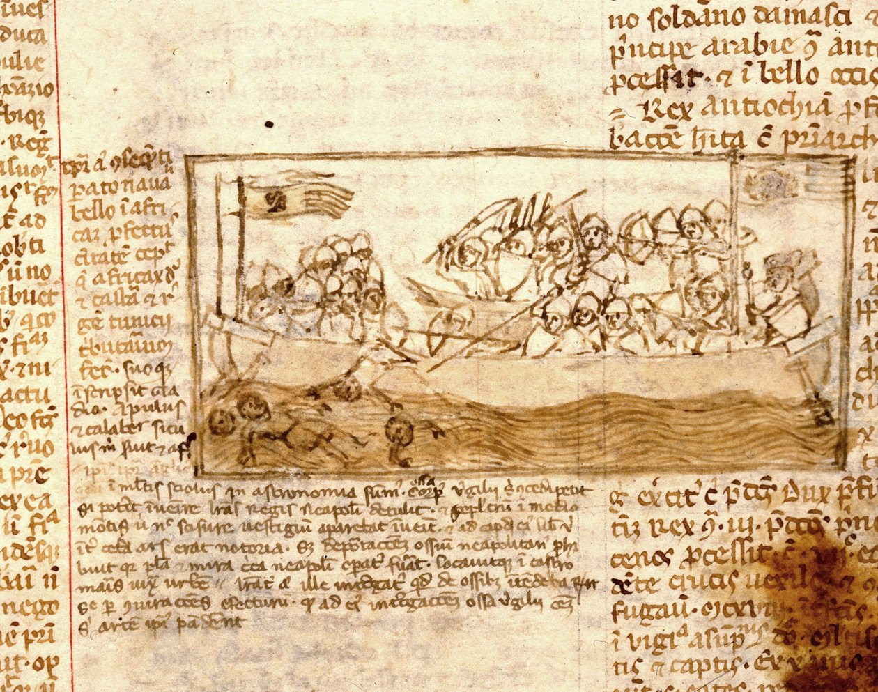 Seeschlacht zwischen Sarazenen und Kreuzfahrern im Jahr 1120 von Unknown artist