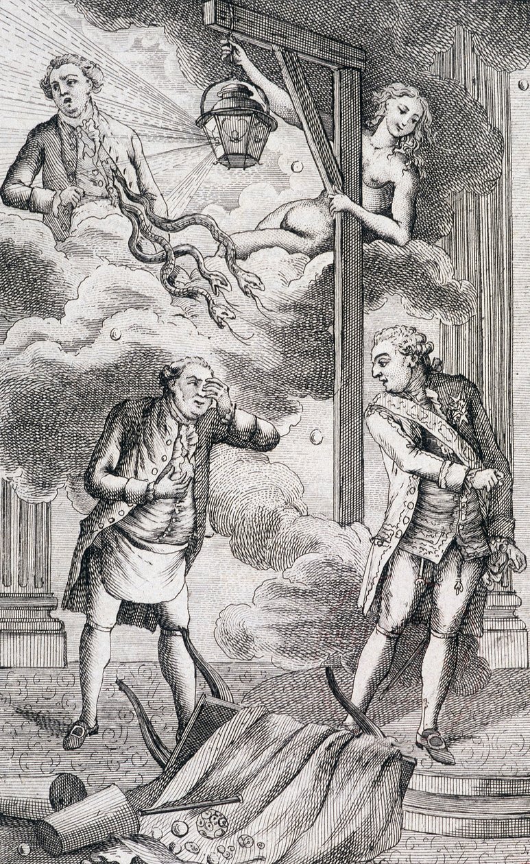 Necker vor dem Tribunal der Laterne - in „Ergänzung zum Privatleben und Ministerium von M. Necker, Generaldirektor der Finanzen“ von einem Bürger, hrsg. Pellet, Genf von Unknown artist