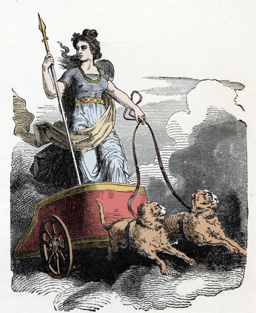 Nordische Mythologie: Frigga - Nordische Mythologie: die Göttin Freyja in ihrem von Katzen gezogenen Wagen von Unknown artist