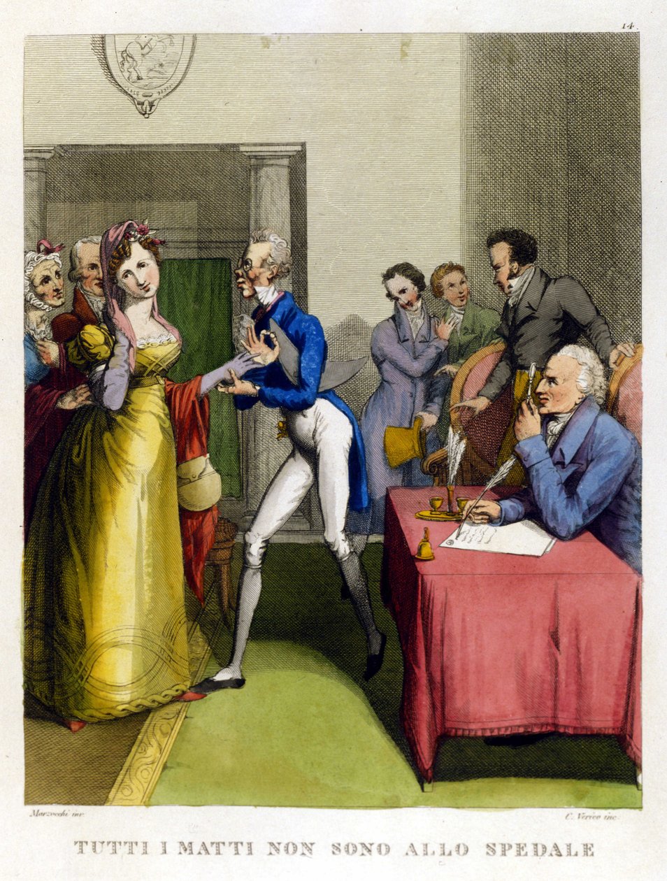„Nicht jeder Narr ist im Krankenhaus.“ Illustration aus einer Sammlung von Sprichwörtern des 18. Jahrhunderts von Unknown artist