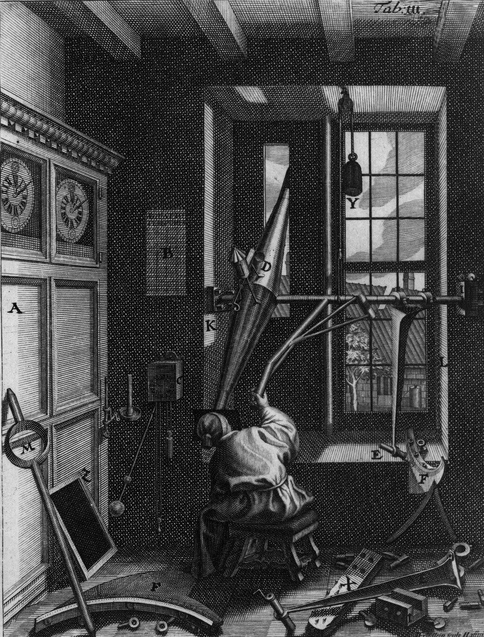 Olaus Romer (Ole), dänischer Astronom (1644-1710) beobachtet die Finsternisse der Jupitermonde von Unknown artist