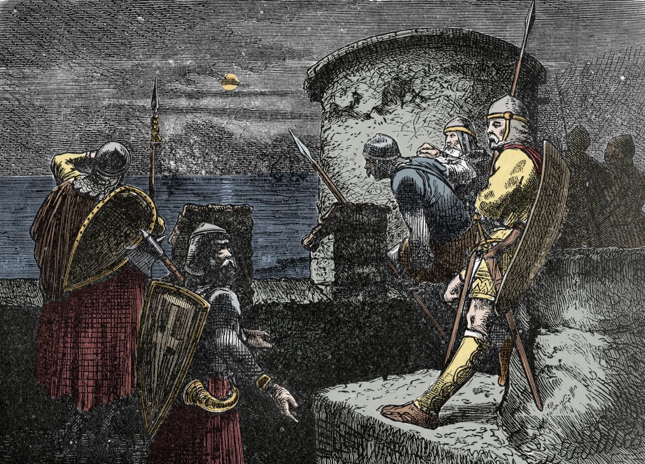 Auf der Lauer nach Nordmännern - die Waräger-Garde beobachtet den Horizont hinter den Befestigungen von Unknown artist
