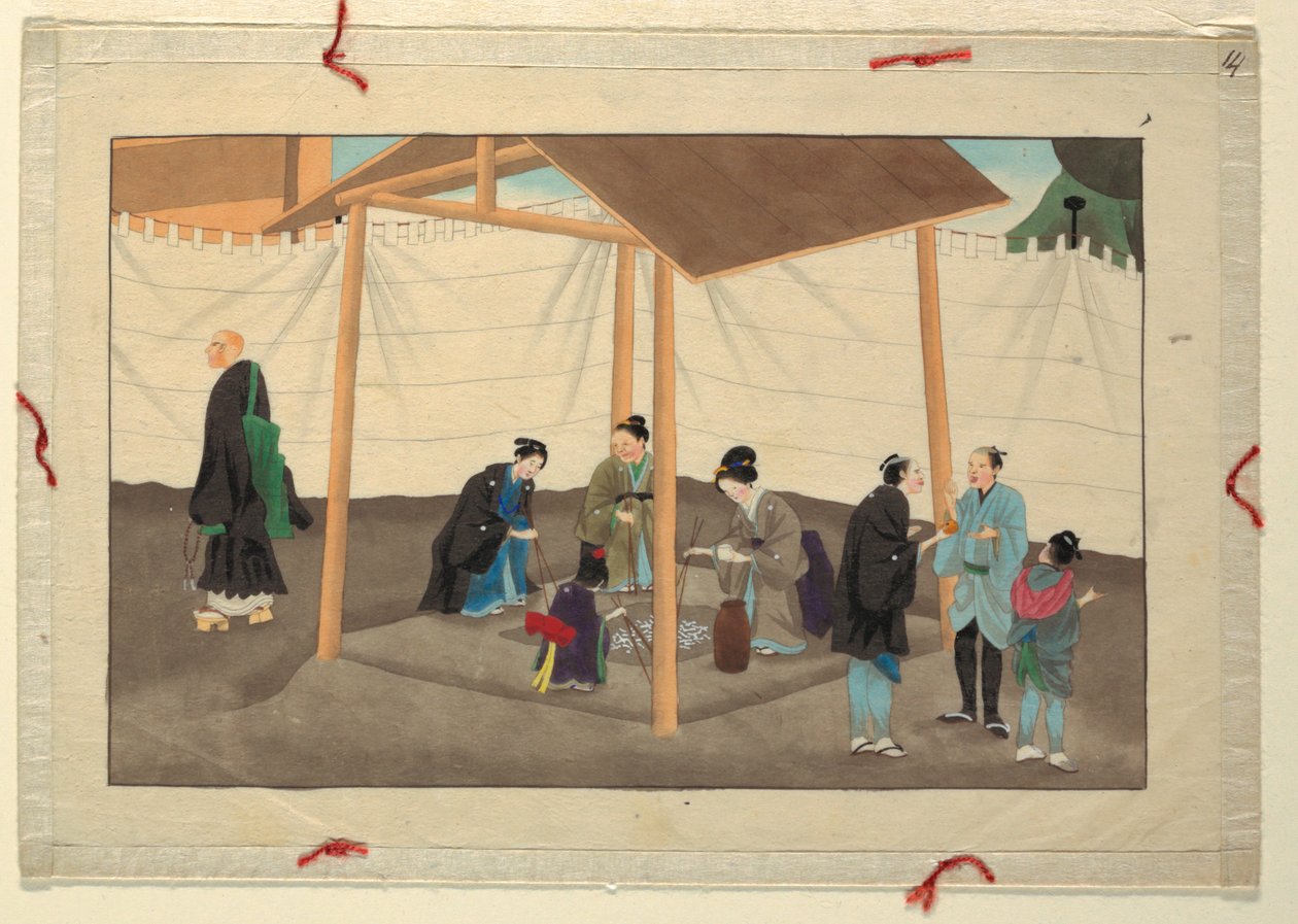 Eine von sechzehn Szenen des Todes und der Beerdigung eines Mannes von Unknown artist