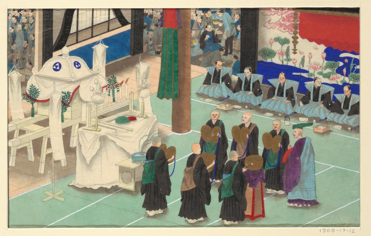 Eine von sechzehn Szenen des Todes und der Beerdigung eines Mannes von Unknown artist