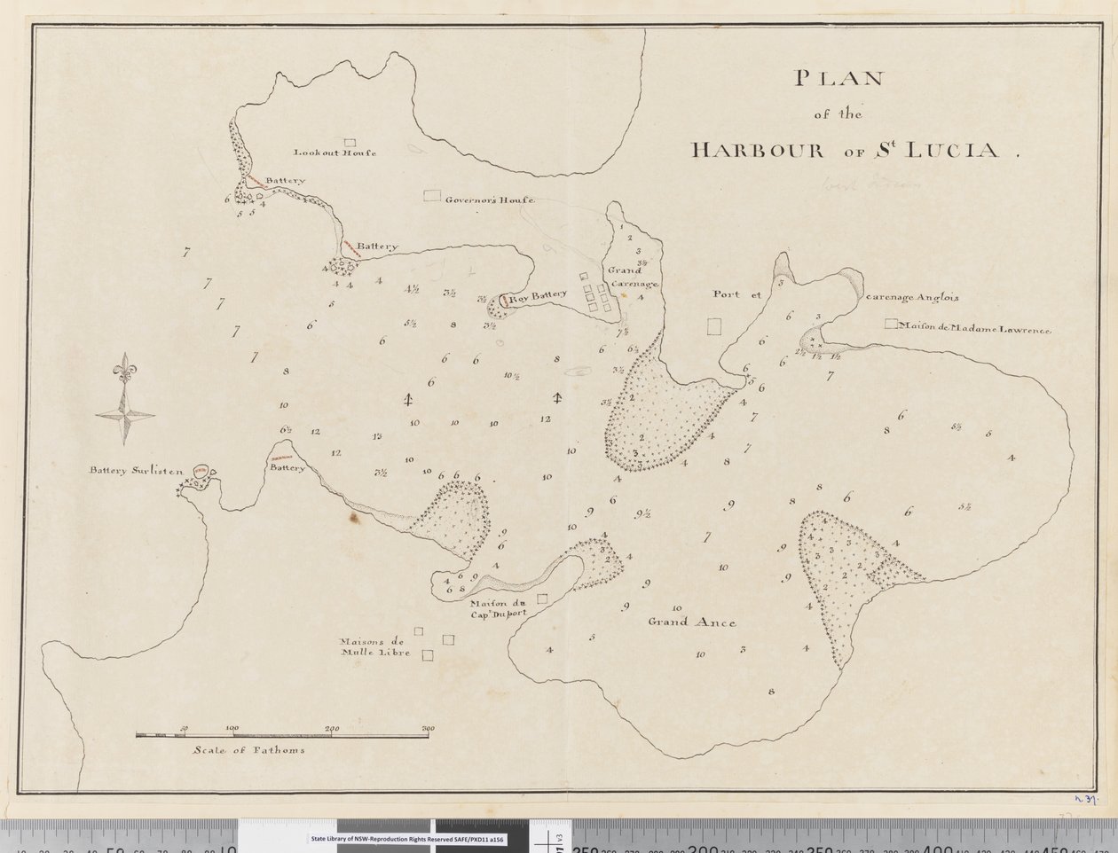 Seite 37c Plan des Hafens von St. Lucia von Unknown artist