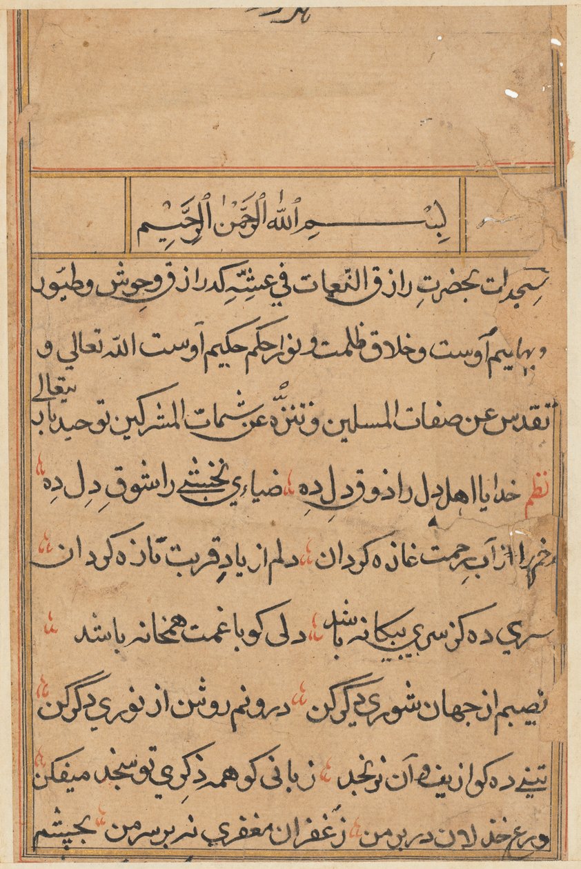 Seite aus Geschichten eines Papageis (Tuti-nama): Textseite von Unknown artist