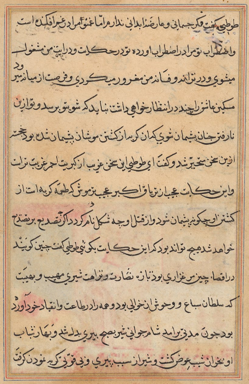 Seite aus Geschichten eines Papageis (Tuti-nama): Textseite von Unknown artist