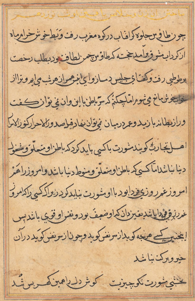 Seite aus Geschichten eines Papageis (Tuti-nama): Textseite von Unknown artist