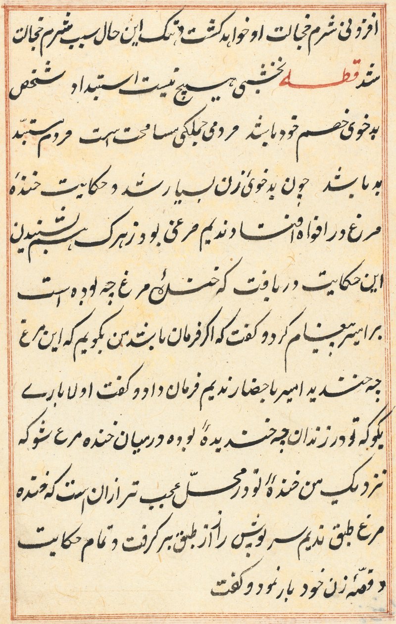 Seite aus Geschichten eines Papageis (Tuti-nama): Textseite von Unknown artist
