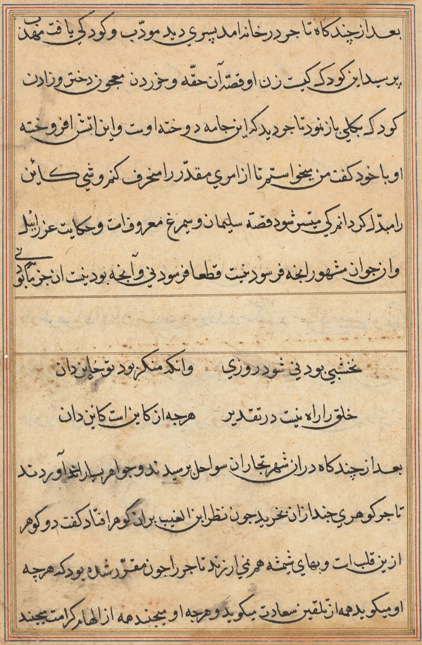 Seite aus Geschichten eines Papageis (Tuti-nama): Textseite von Unknown artist