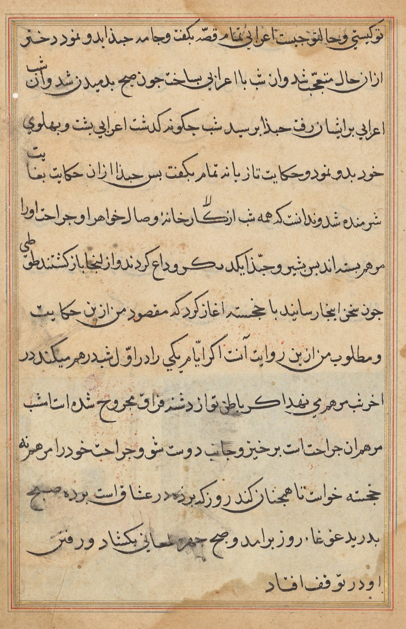 Seite aus Geschichten eines Papageis (Tuti-nama): Textseite von Unknown artist