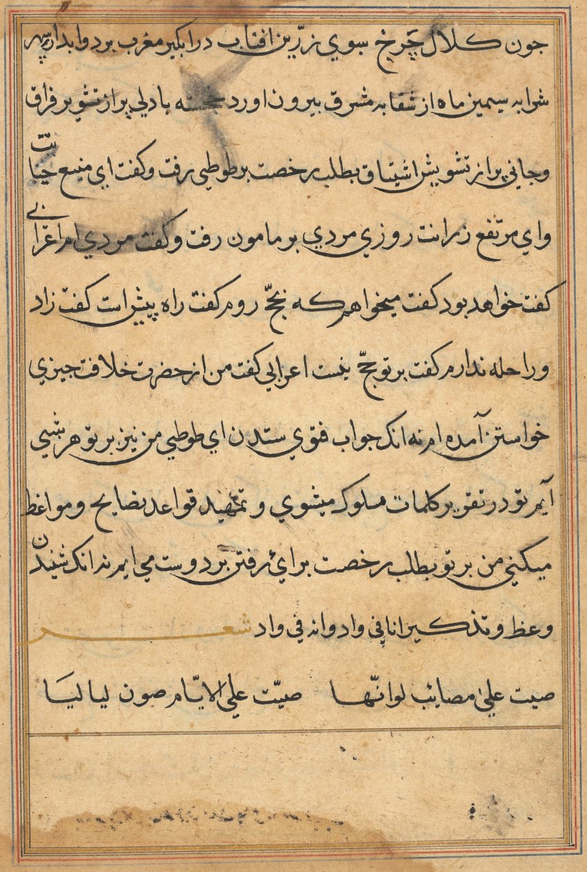 Seite aus Geschichten eines Papageis (Tuti-nama): Textseite von Unknown artist