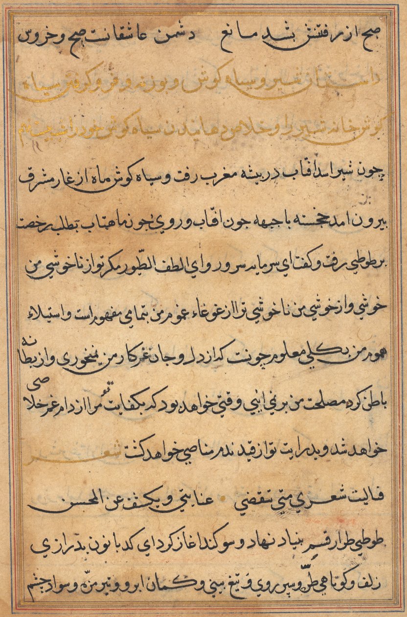 Seite aus Geschichten eines Papageis (Tuti-nama): Textseite von Unknown artist
