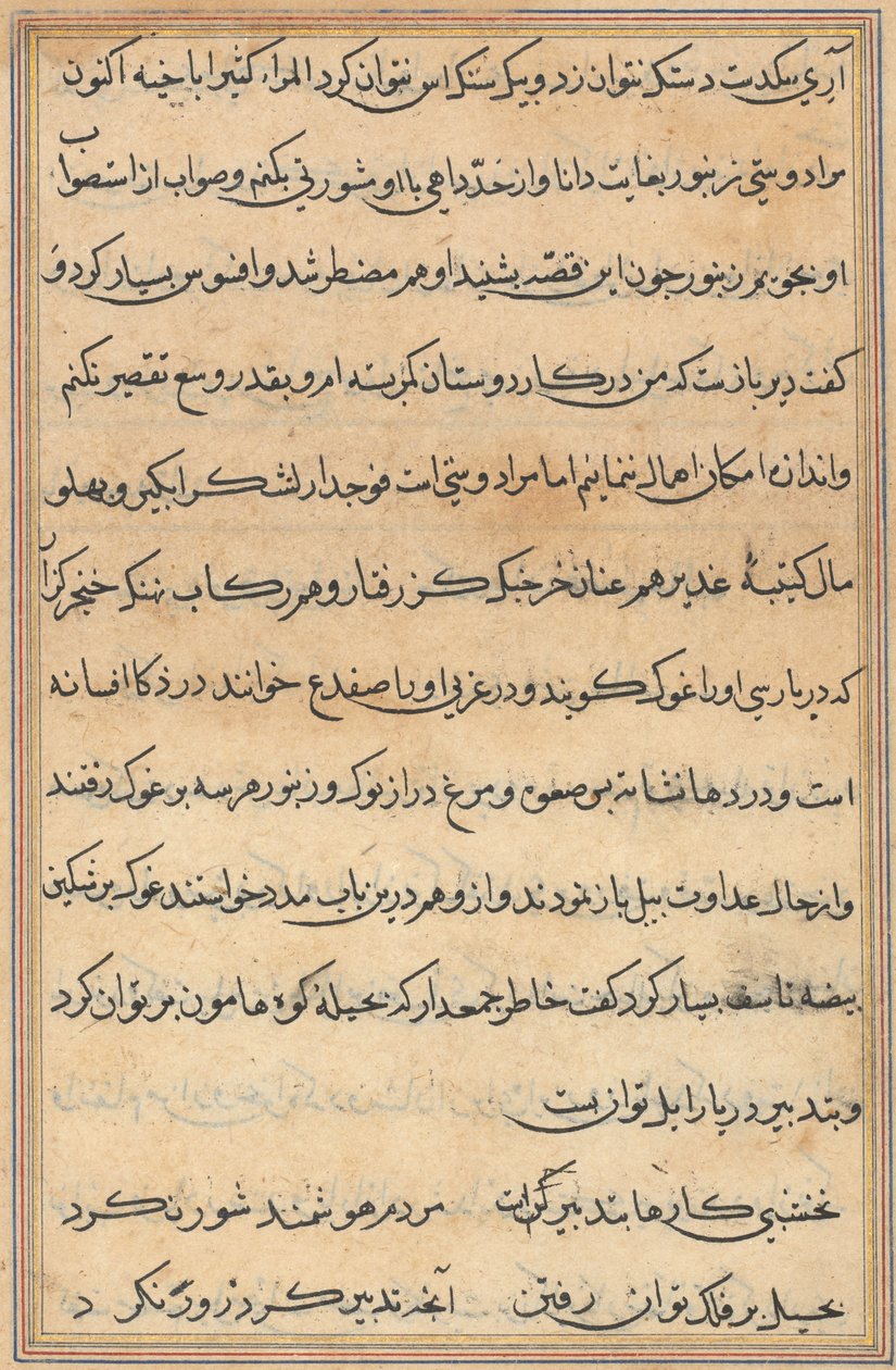 Seite aus Geschichten eines Papageis (Tuti-nama): Textseite von Unknown artist