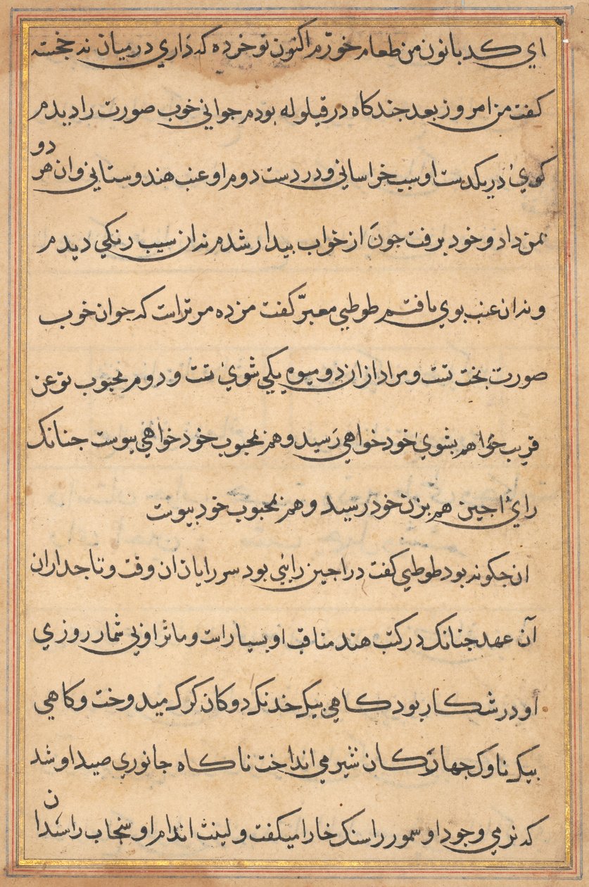 Seite aus Geschichten eines Papageis (Tuti-nama): Textseite von Unknown artist