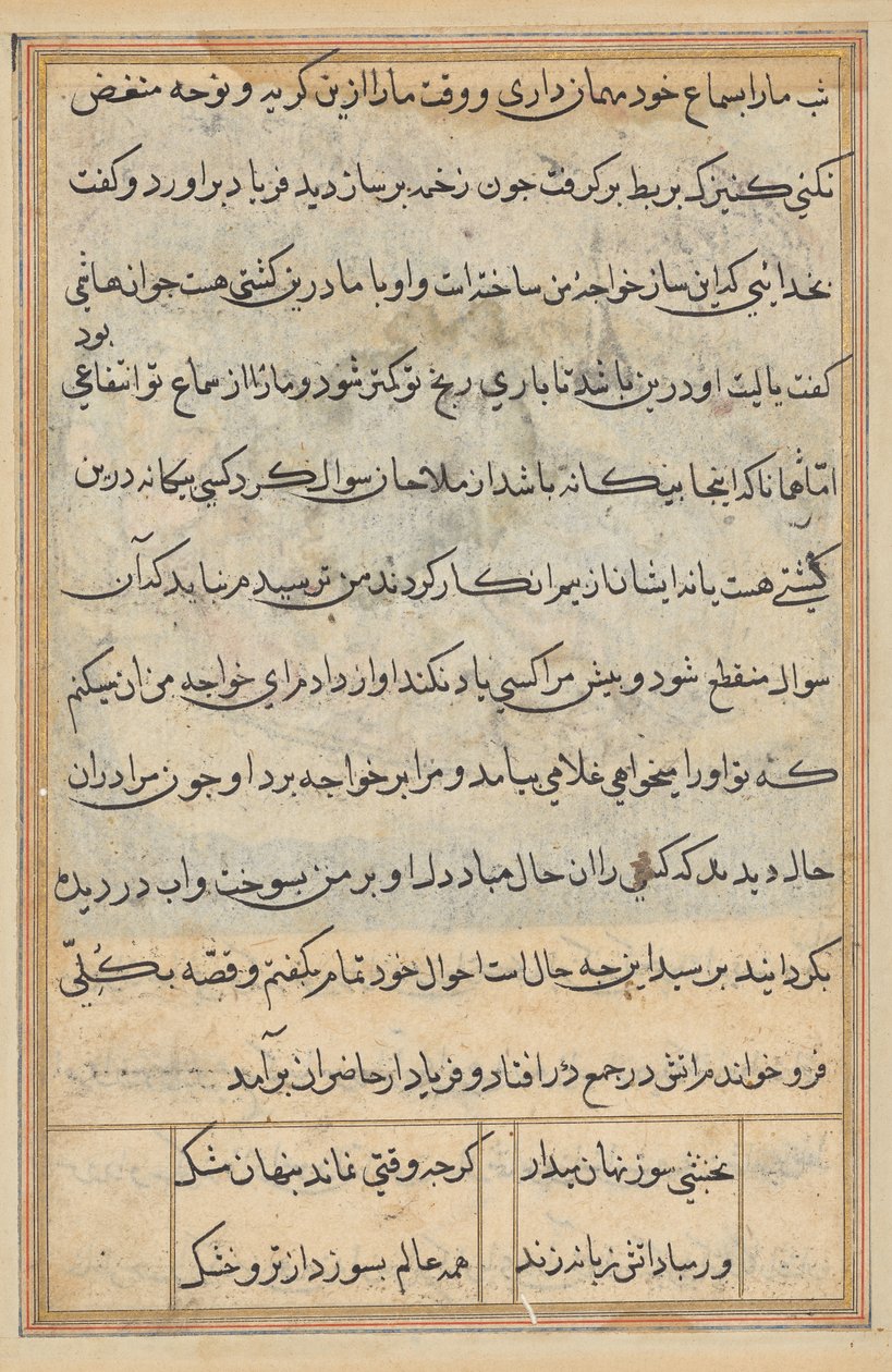 Seite aus Geschichten des Papageis (Tuti-nama): Textseite von Unknown artist