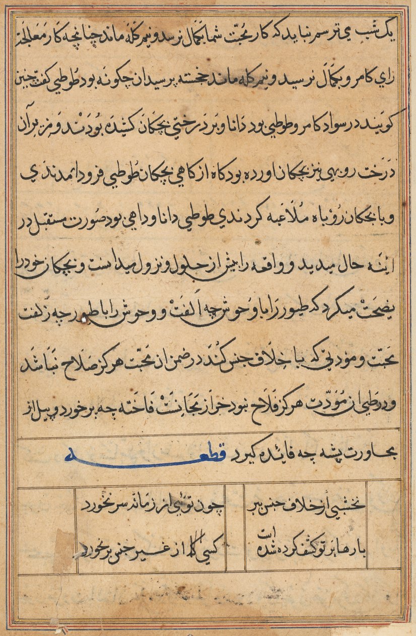 Seite aus Geschichten des Papageis (Tuti-nama): Textseite von Unknown artist