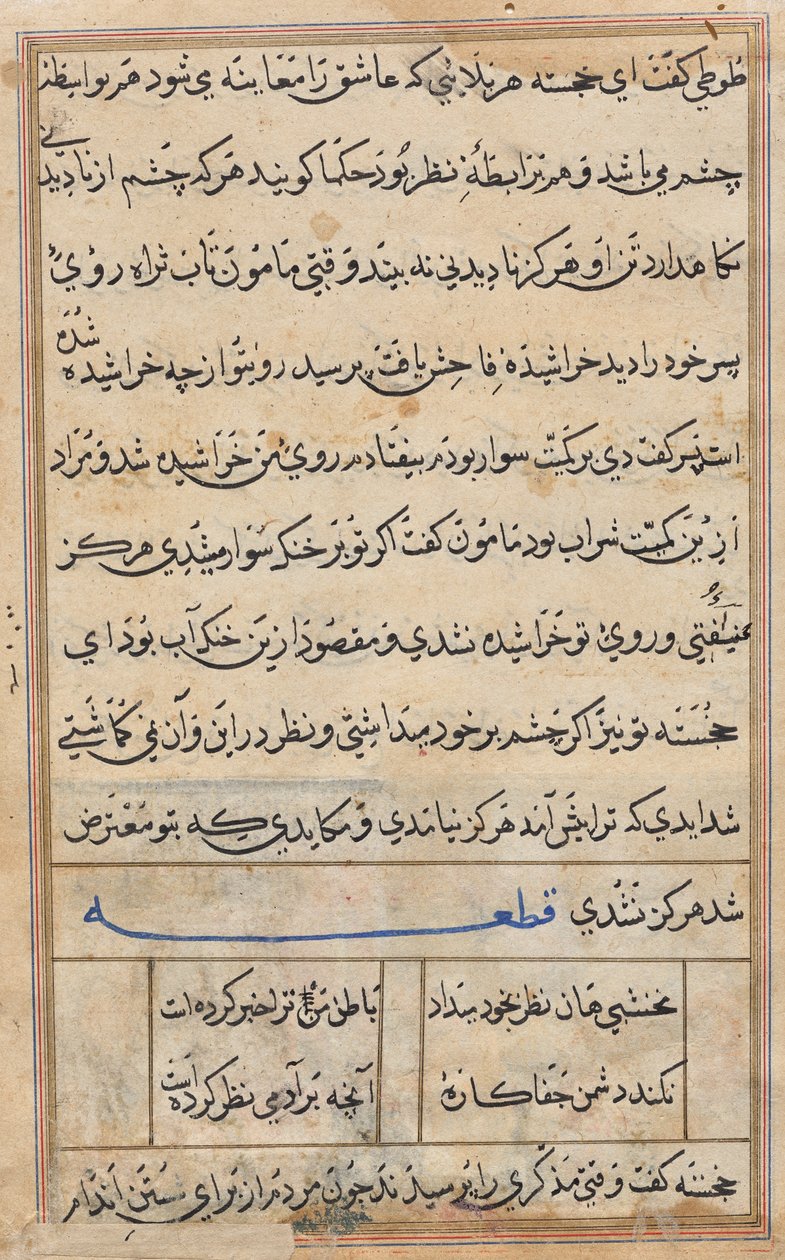 Seite aus Geschichten eines Papageis (Tuti-nama): Textseite von Unknown artist