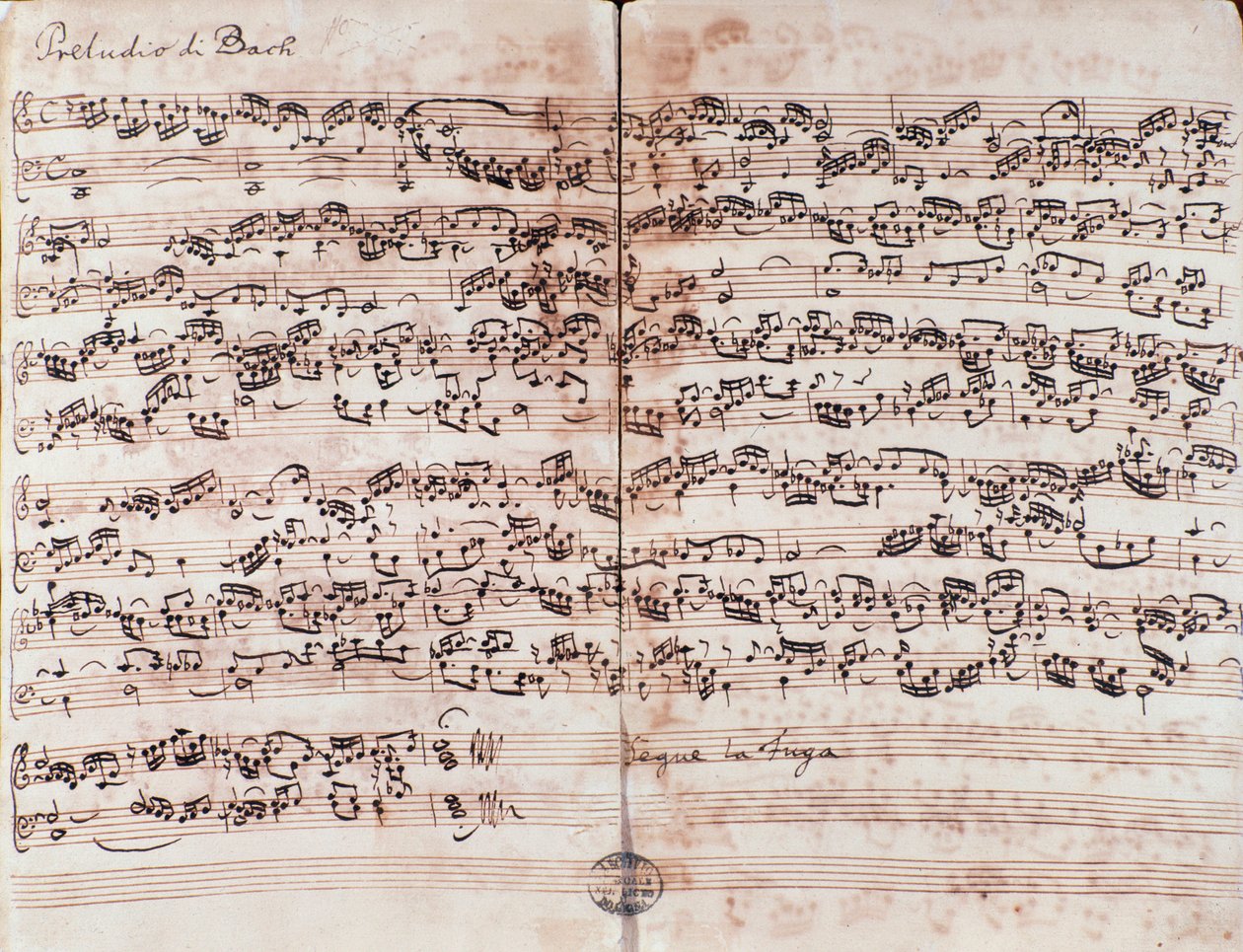 Seite des Präludiums in C aus Das wohltemperierte Klavier von Johann Sebastian Bach von Unknown artist