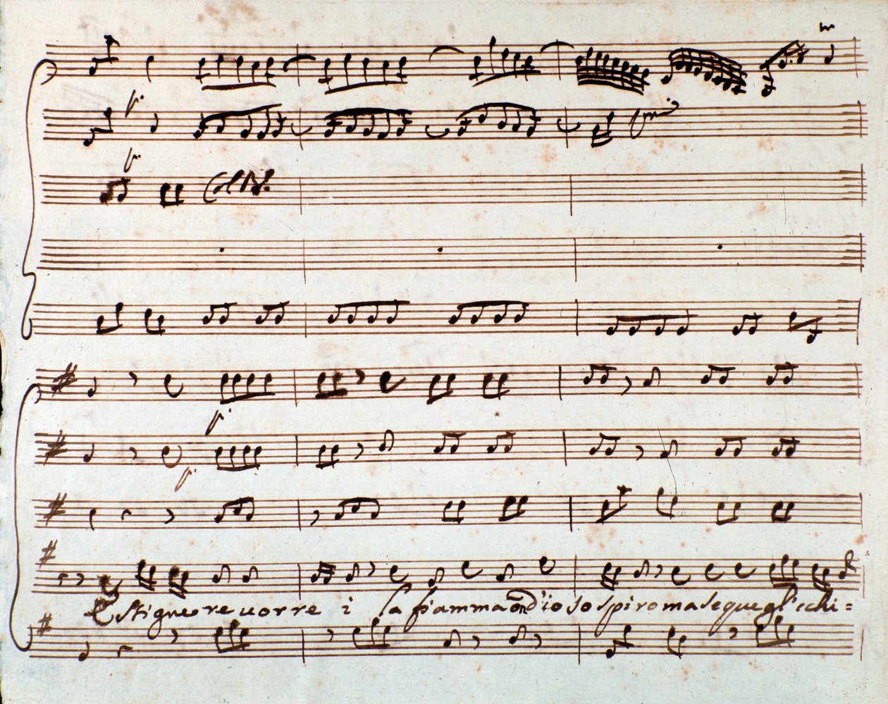 Seite der Partitur von Estinguere vorrei Arie in der Oper Griselda von Antonio Vivaldi von Unknown artist