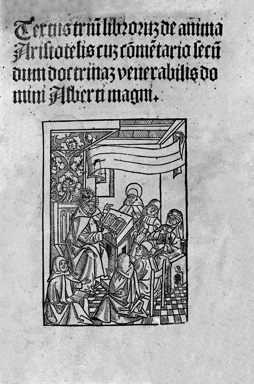 Seite des dritten Bandes von „De Anima“ (Über die Seele) des griechischen Philosophen Aristoteles (384-322 v. Chr.) kommentiert von Albertus Magnus (13. Jahrhundert). 1520 von Unknown artist
