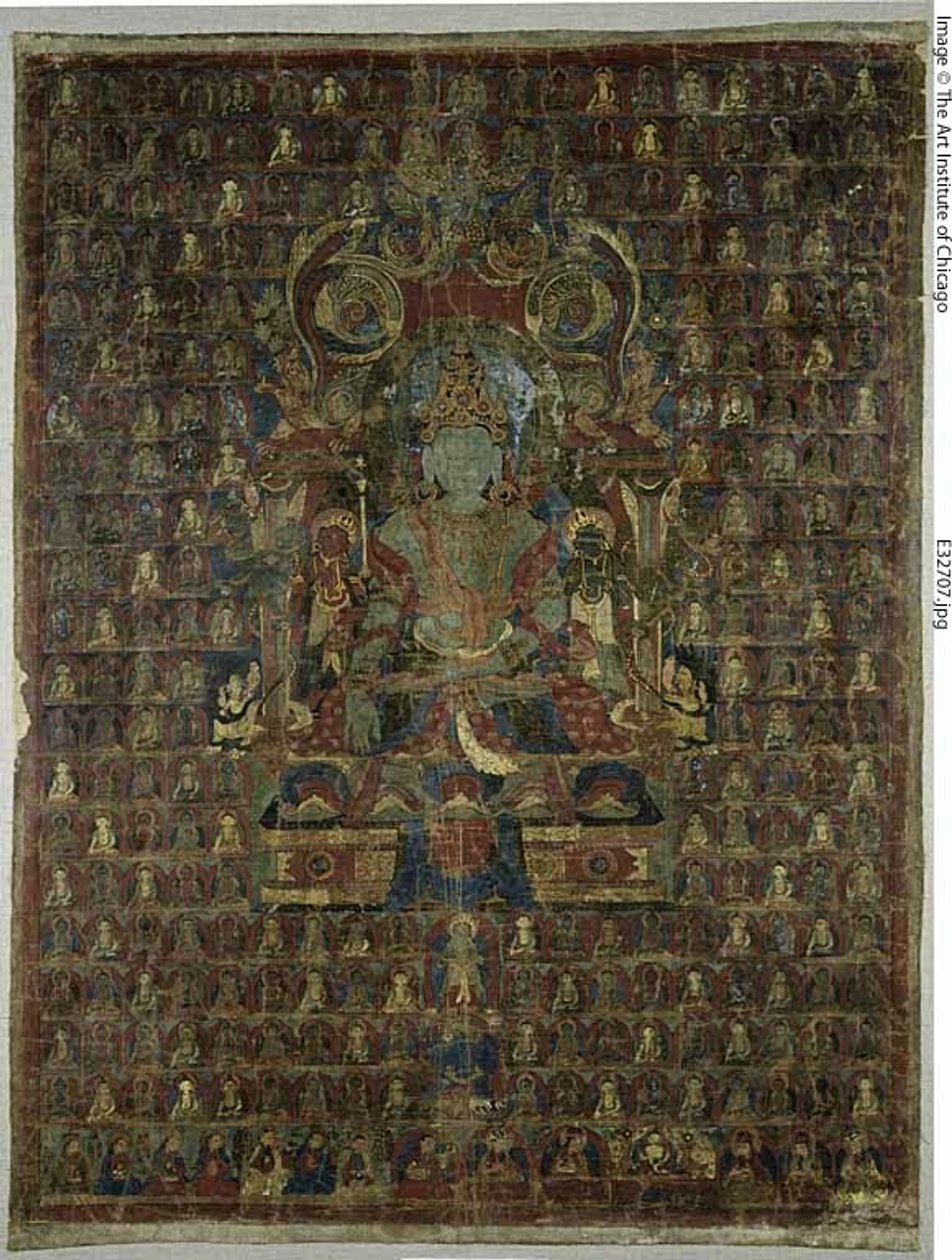 Gemaltes Banner (Thangka) der Bon-Gottheit Tonpa Shenrap von Unknown artist