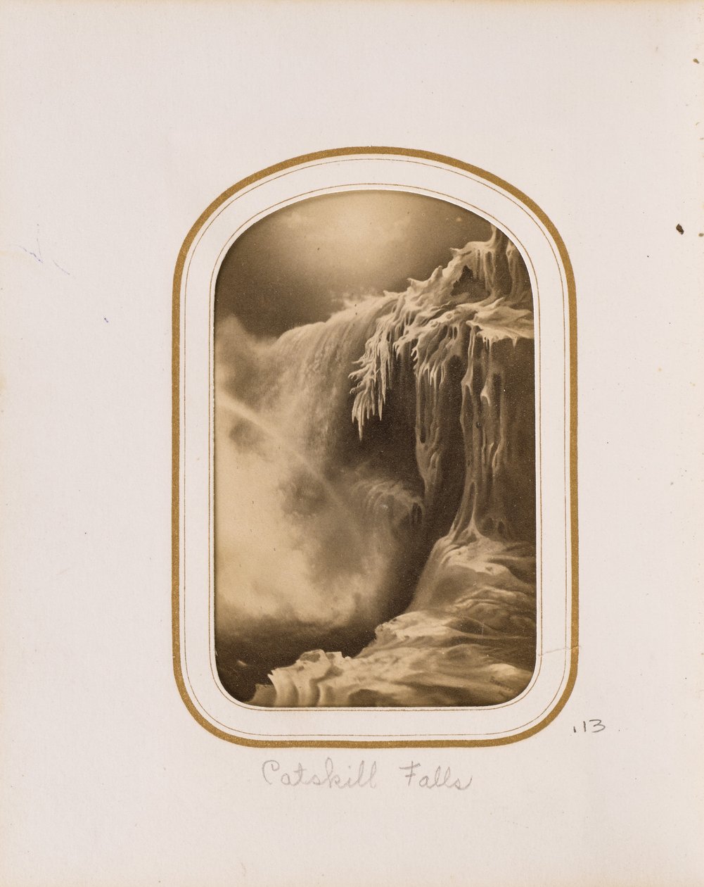 Gemälde eines gefrorenen Wasserfalls von Unknown artist