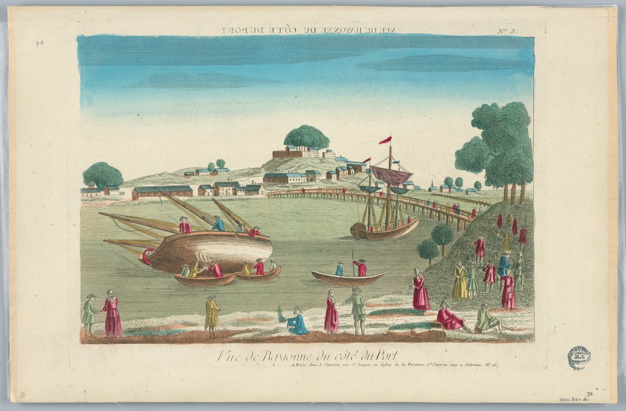 Guckkasten, Vue de Bayonne de Côté du Port, Nr. 3 von Unknown artist