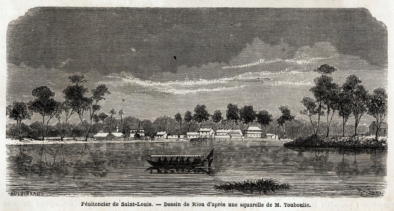Strafkolonie von Saint Louis in Französisch-Guayana, ausschließlich für die Holzernte im Auftrag der Regierung organisiert, 1859 als Erweiterung der Strafkolonie von Saint Laurent gegründet, die unzureichend geworden war, sie waren völlig unabhängig, aber  von Unknown artist