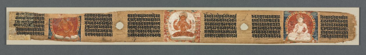 Vollkommenheit der Weisheit in achttausend Zeilen: Ashtasahasrika Prajnaparamita: Verziertes Blatt (recto) von Unknown artist