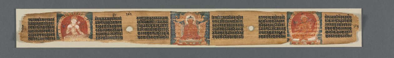 Vollkommenheit der Weisheit in achttausend Zeilen: Ashtasahasrika Prajnaparamita: Verziertes Blatt von Unknown artist