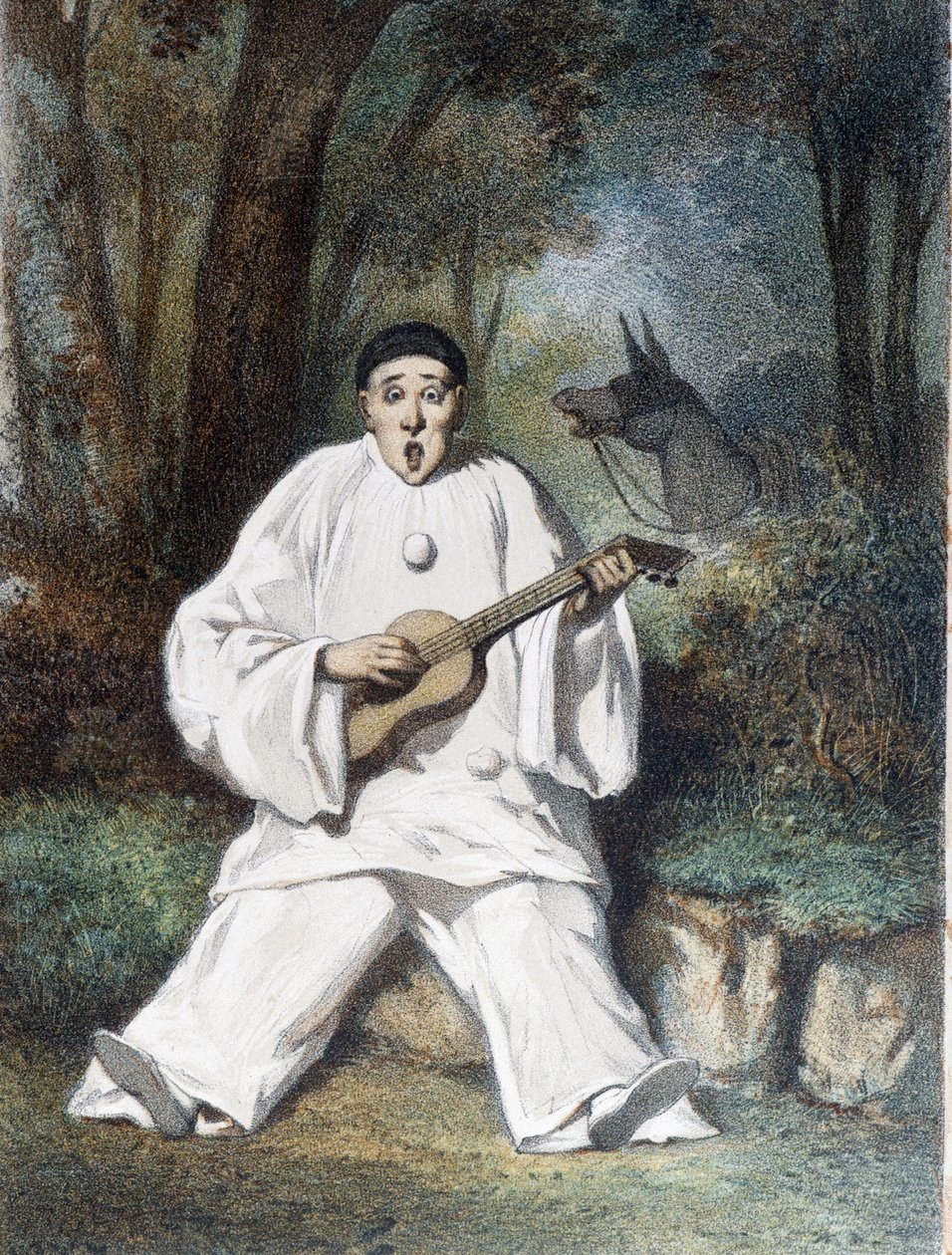 Pierrot spielt Gitarre - n.d., späte 19. Jahrhundert von Unknown artist
