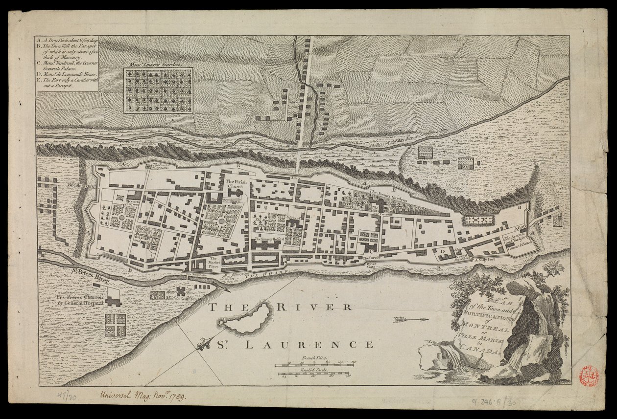 Plan der Stadt und Befestigungen von Montreal oder Villa Marie in Kanada von Unknown artist