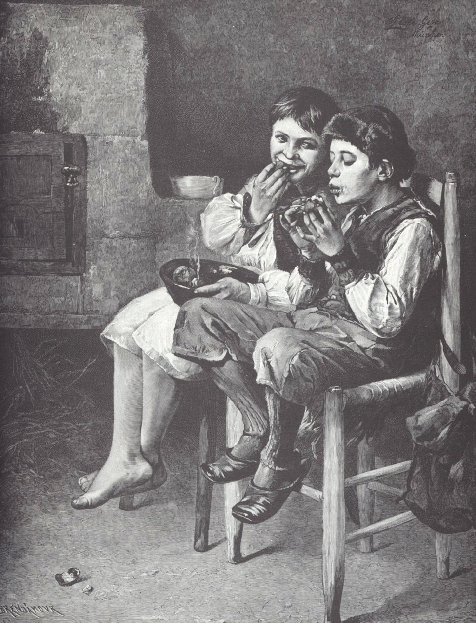Arme Jungen beim Essen, Ende des 19. Jahrhunderts von Unknown artist