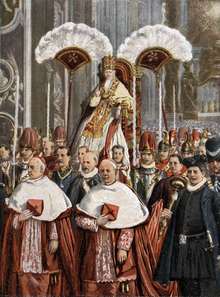 Papst Leo XIII. (Leone 13) (Gioacchino Pecci 1810-1903) in der Basilika St. Peter in Rom. von Unknown artist