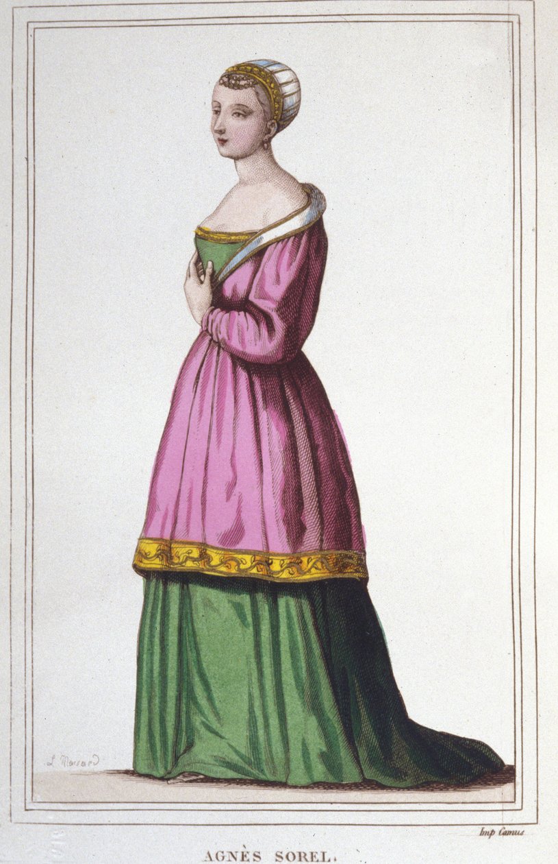 Porträt von Agnes Sorel (1422-1450), Favoritin von König Karl VII. Gravur von 1830 von Unknown artist