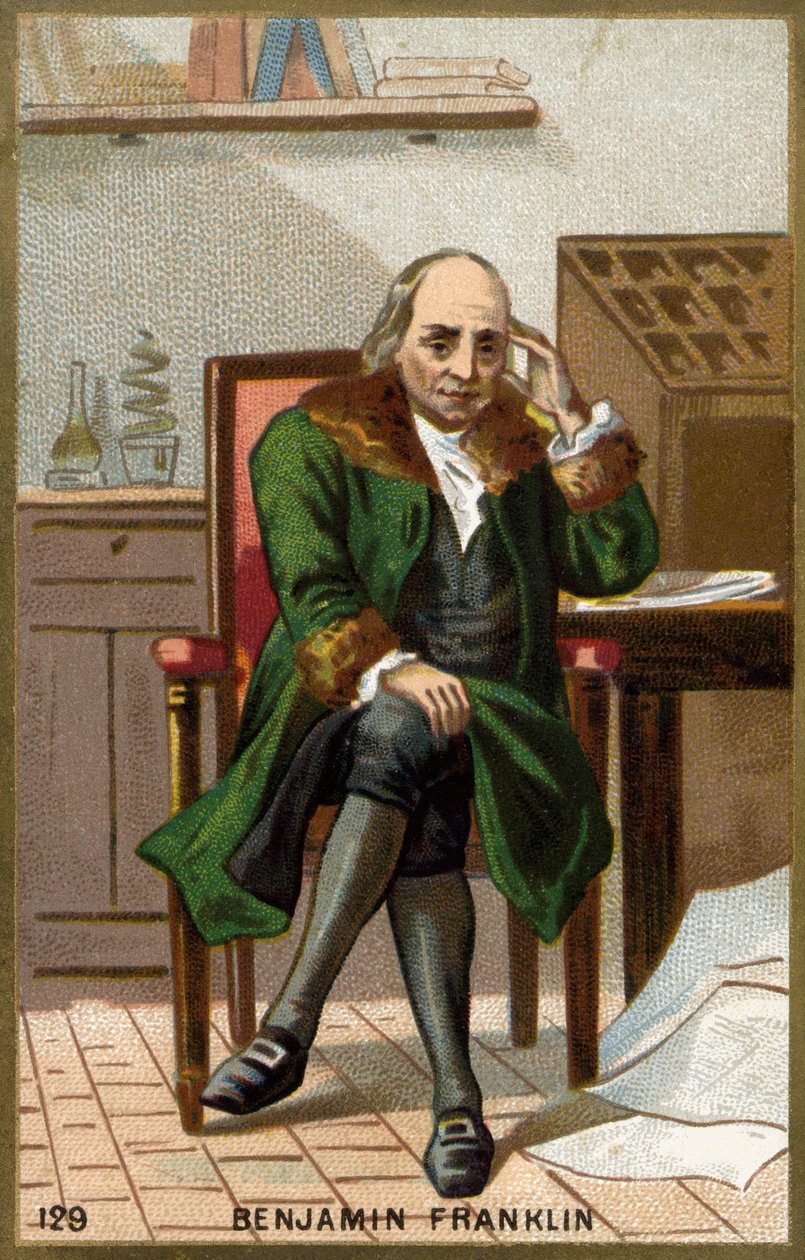 Porträt von Benjamin Franklin (1706 - 1790), amerikanischer Politiker, Memorialist, Pamphletist und Physiker. von Unknown artist