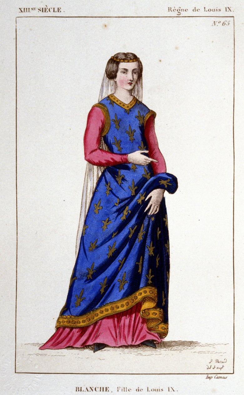 Porträt von Blanche (1252 - 1320), Tochter von Ludwig IX. (Saint Louis), Ehefrau von Alfons X., König von Kastilien. Gravur von 1830 von Unknown artist