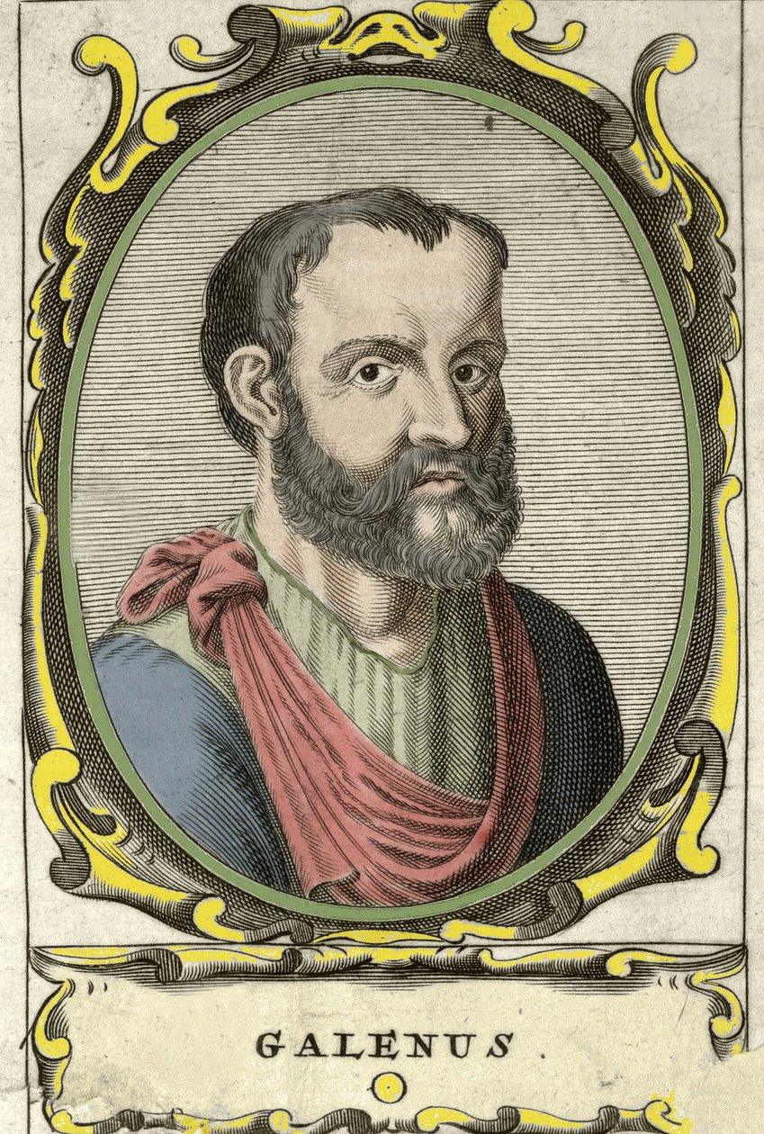 Porträt von Claude Galien (Claudio Galeno oder Claudius Galenus oder Galen, ca. 131 - ca. 201), griechischer Arzt. Gravur aus dem 18. Jahrhundert von Unknown artist