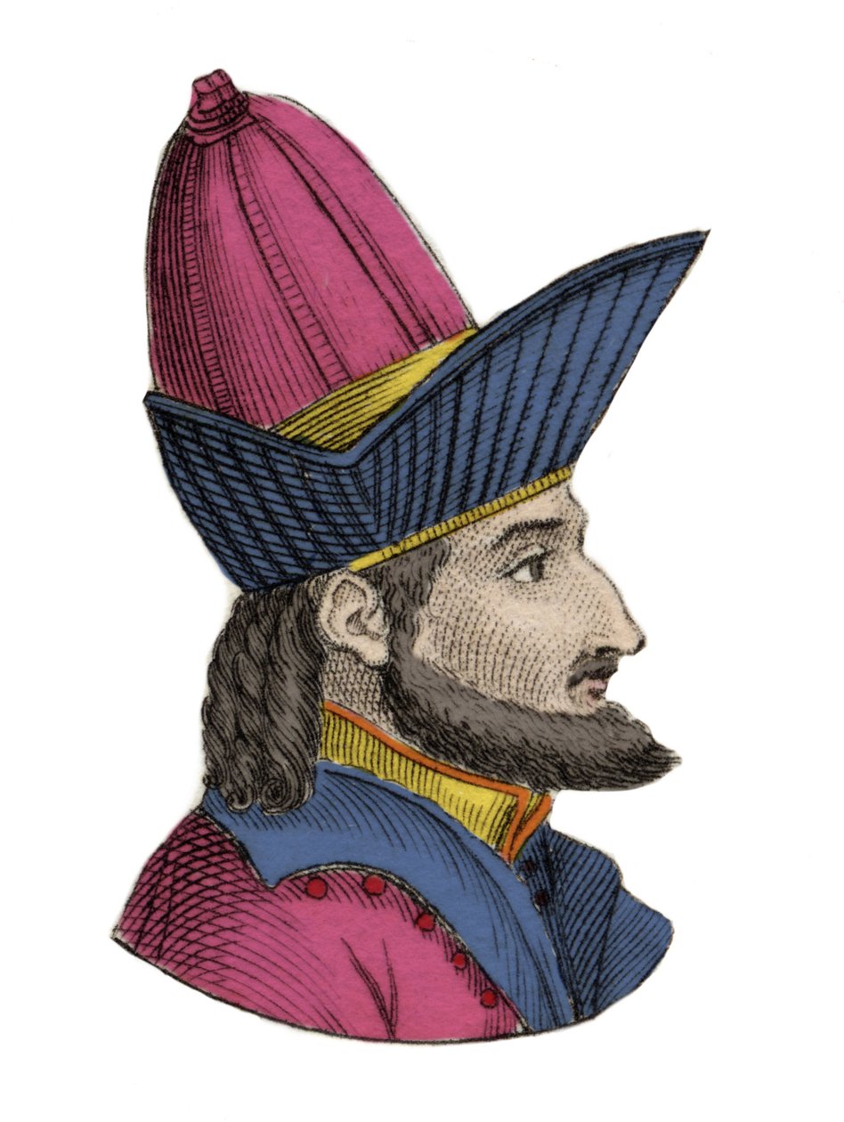 Porträt von Konstantin XI (oder XII) Palaiologos, bekannt als Dragases (Konstantin XI Palaiologos) (1404-1453), byzantinischer Kaiser. Gravur des 19. Jahrhunderts. von Unknown artist