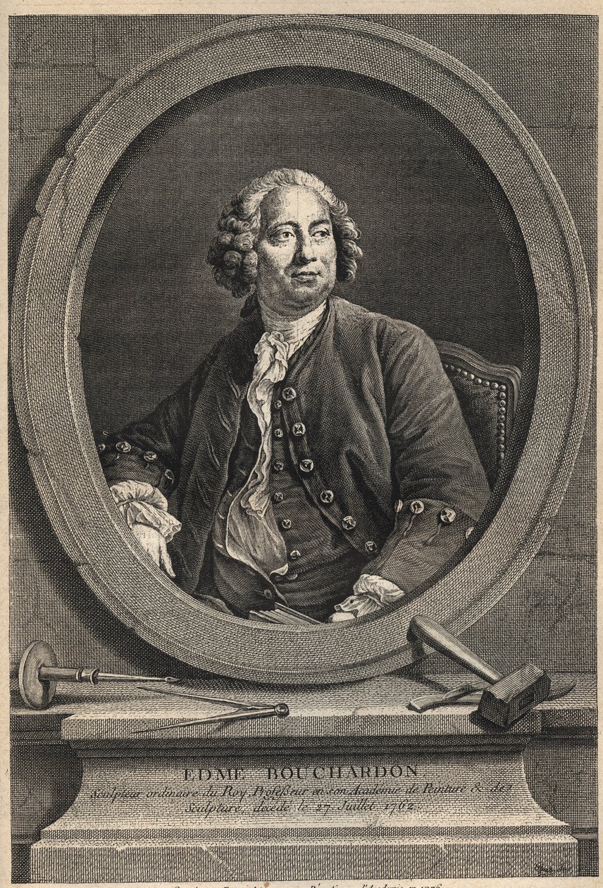 Porträt von Edme Bouchardon (1698-1762), französischer Bildhauer und Zeichner - Gravur von 1776 von Unknown artist